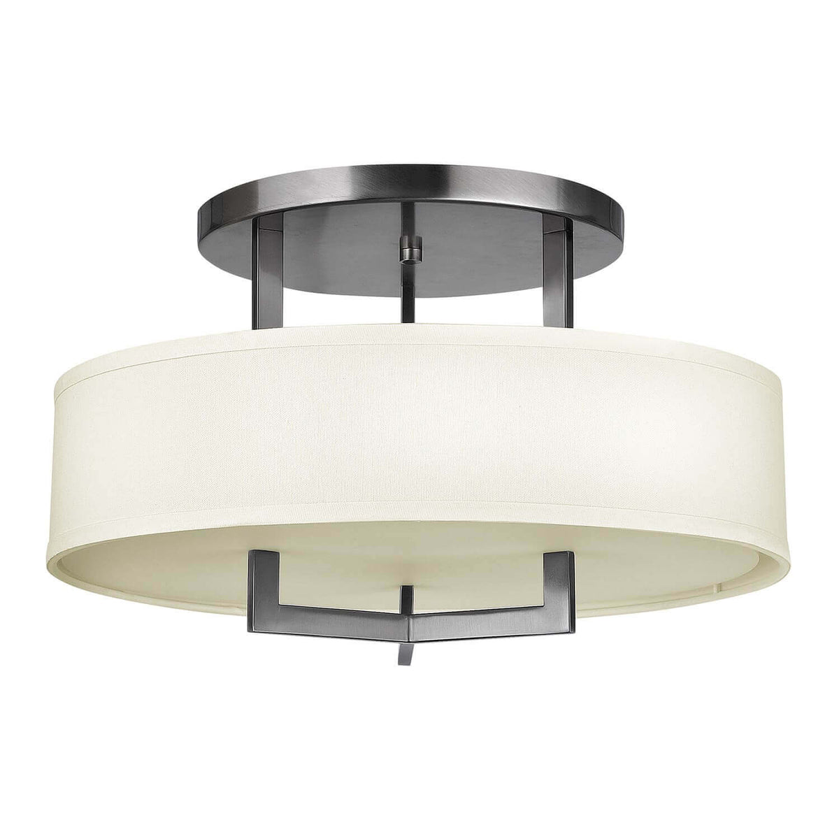 Plafonnier Hampton 3 lumières nickel, lin