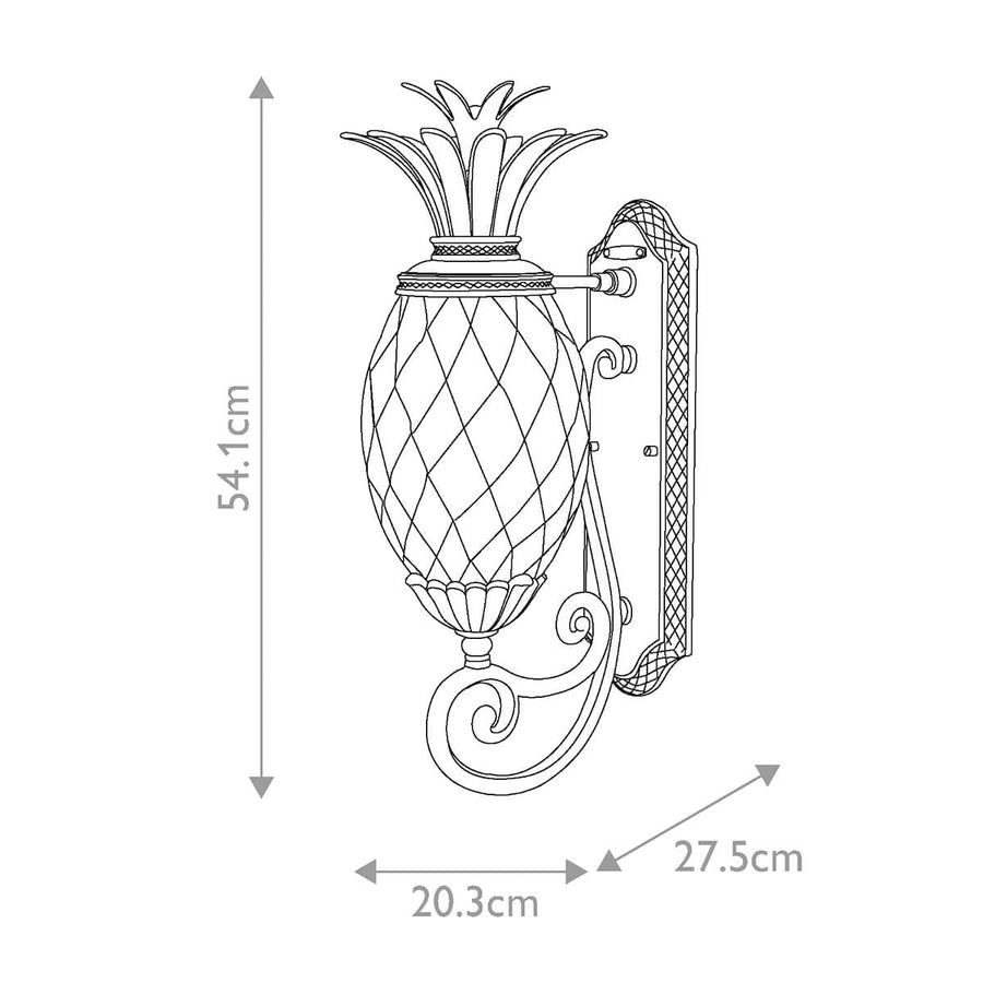 Applique extérieure Plantation noire, verre, H 54,1 cm