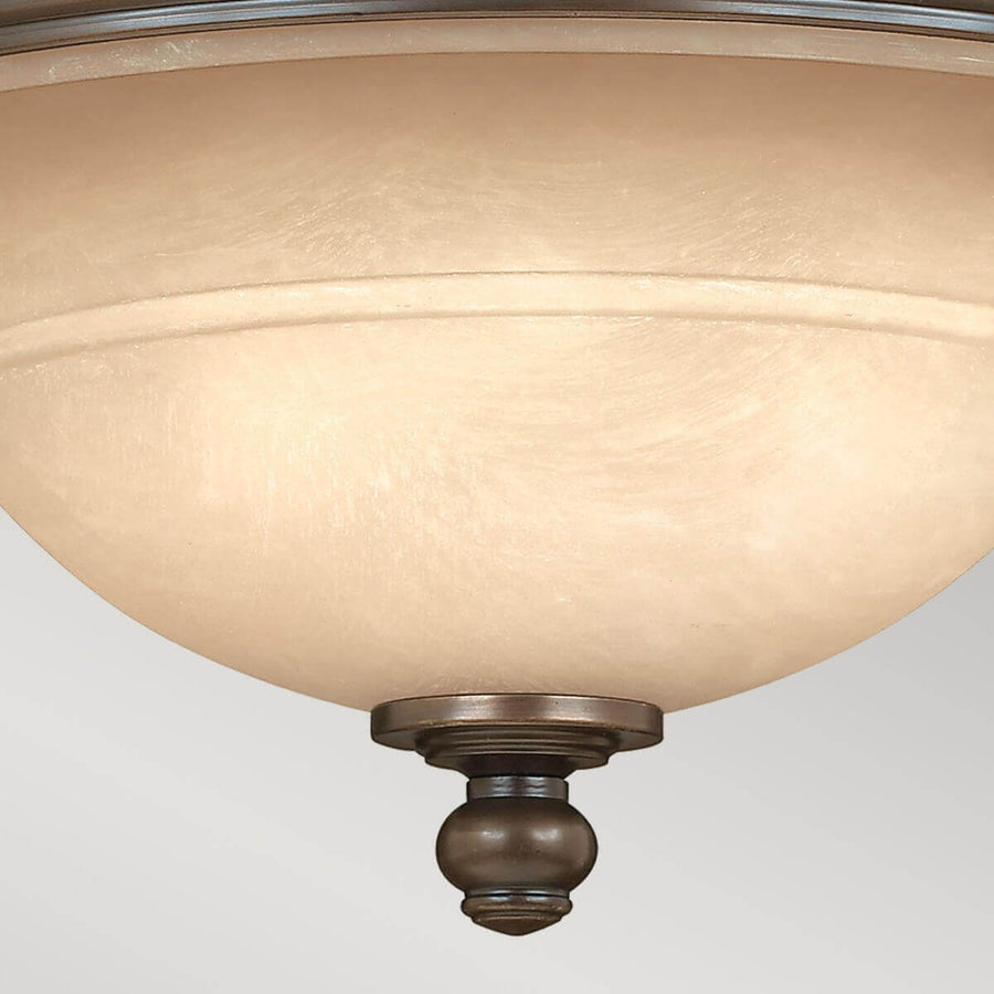 Détail de la finition centrale bronze et de la sphère terminale
