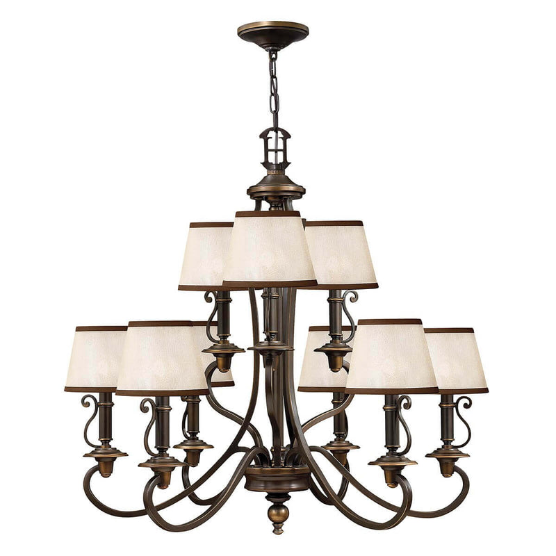 Lustre Plymouth 9 lumières bronze