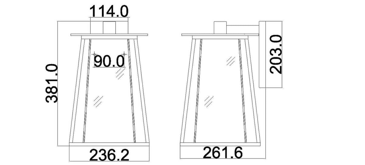 Schéma de dimensions avec hauteur et largeur de l'applique