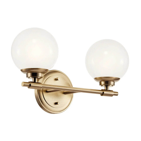 Applique murale Benno 2 lumières bronze et opale, verre