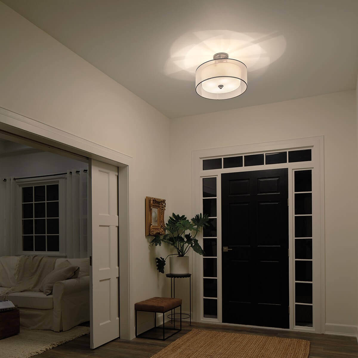 Plafonnier Lacey 4 lumières blanc, verre