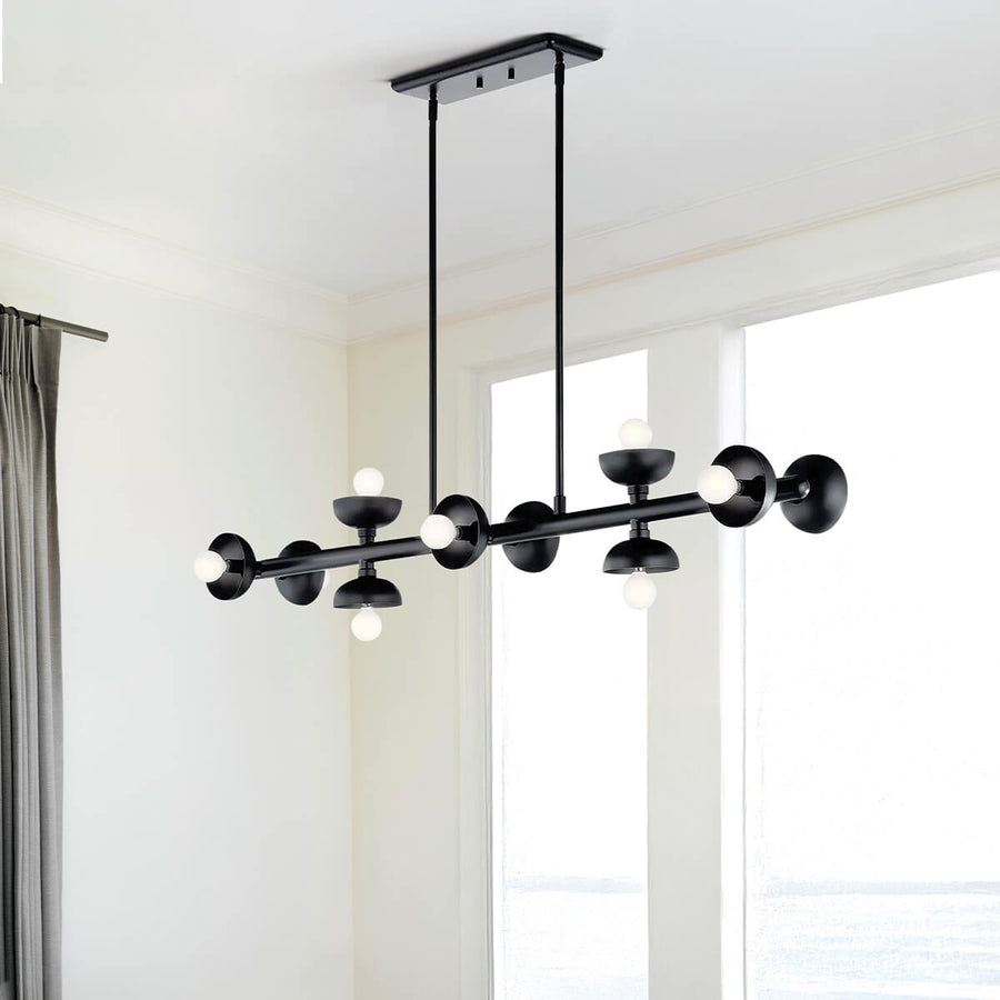 Suspension Palta 10 lumières noire, verre