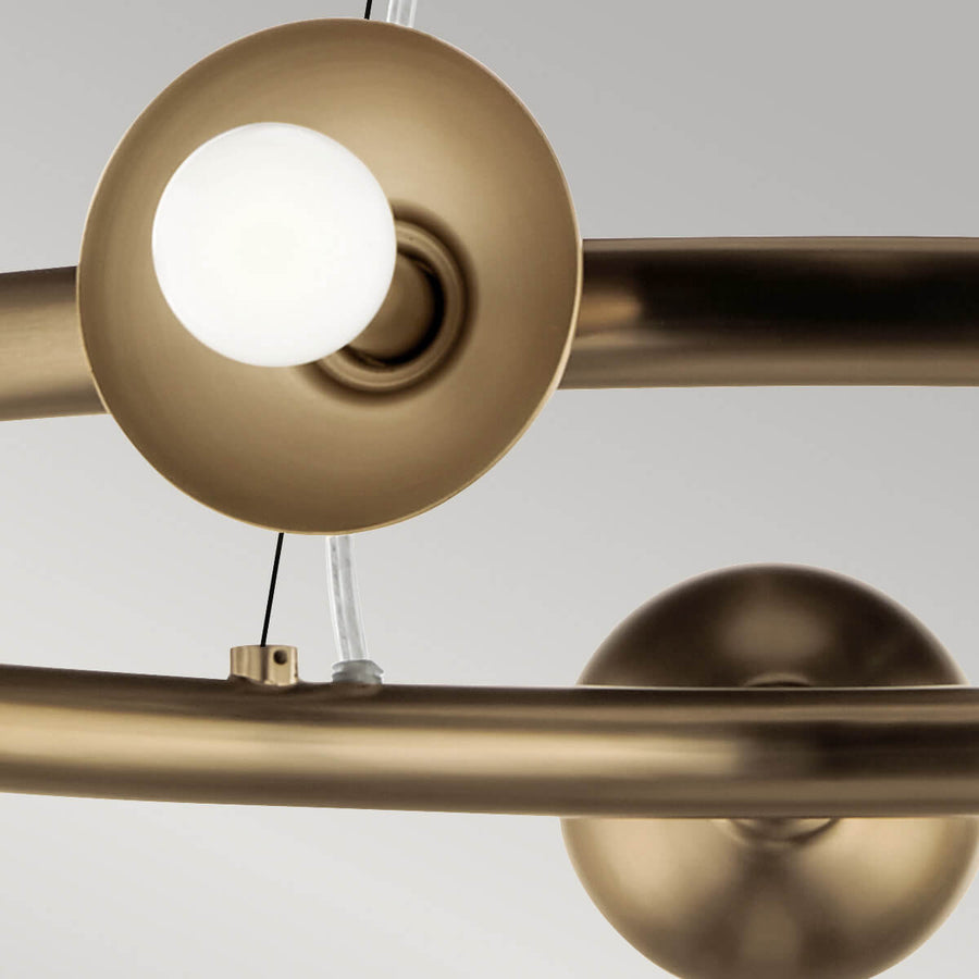 Détail de la finition satinée de l'anneau et fixation des globes