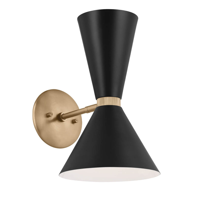 Applique murale Phix 2 lumières noire et bronze, verre