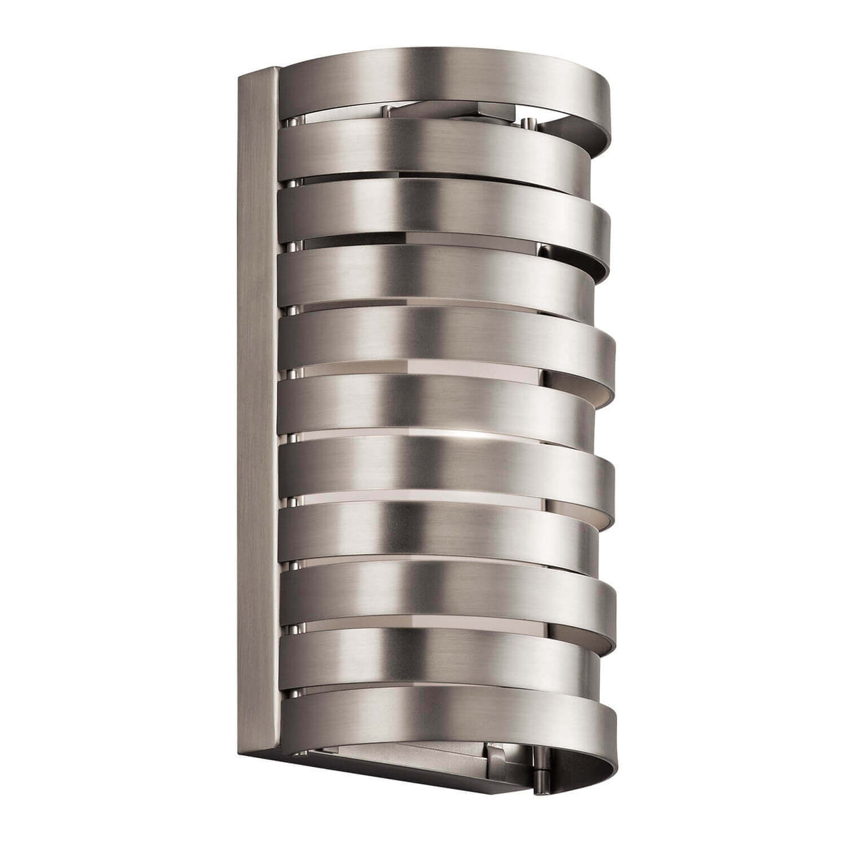 Applique murale cylindrique en nickel satiné, bandes horizontales superposées