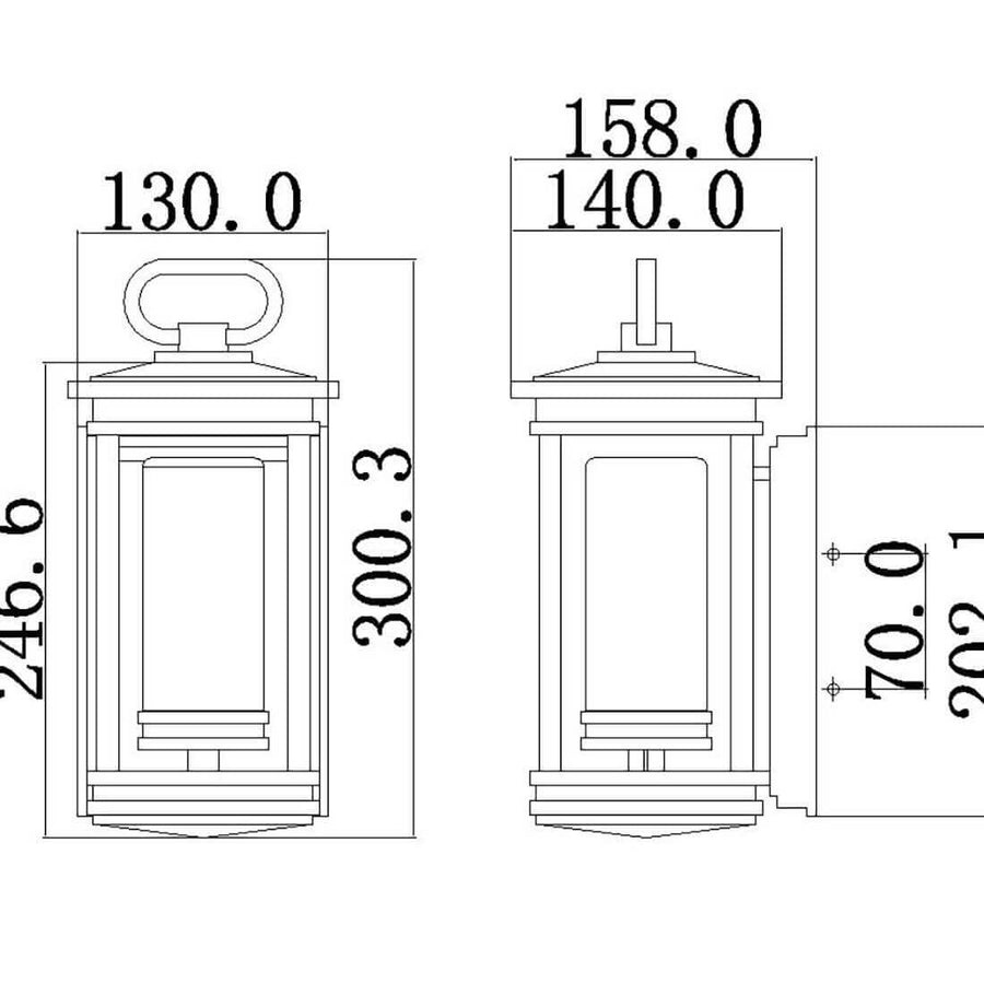 Schéma technique coté présentant les dimensions de l'applique en millimètres.