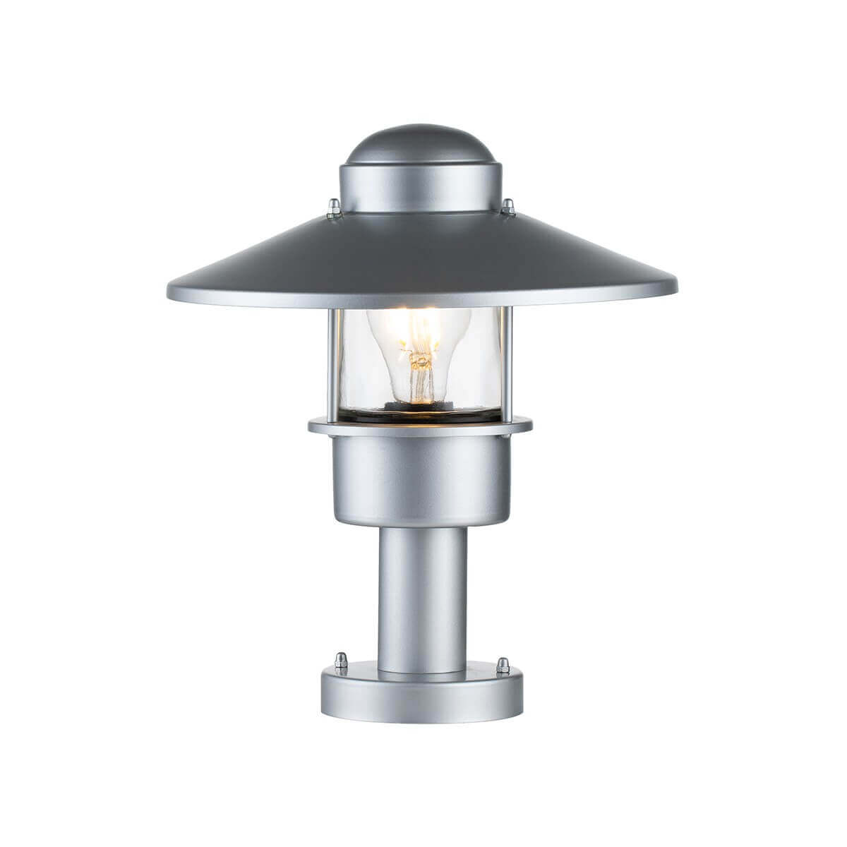Lampadaire extérieur argenté, H 31,8 cm
