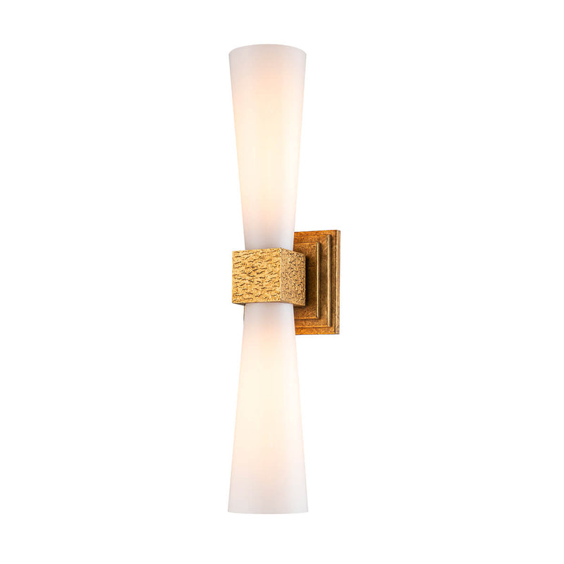 Applique murale Kristy 2 lumières dorée et opale, verre