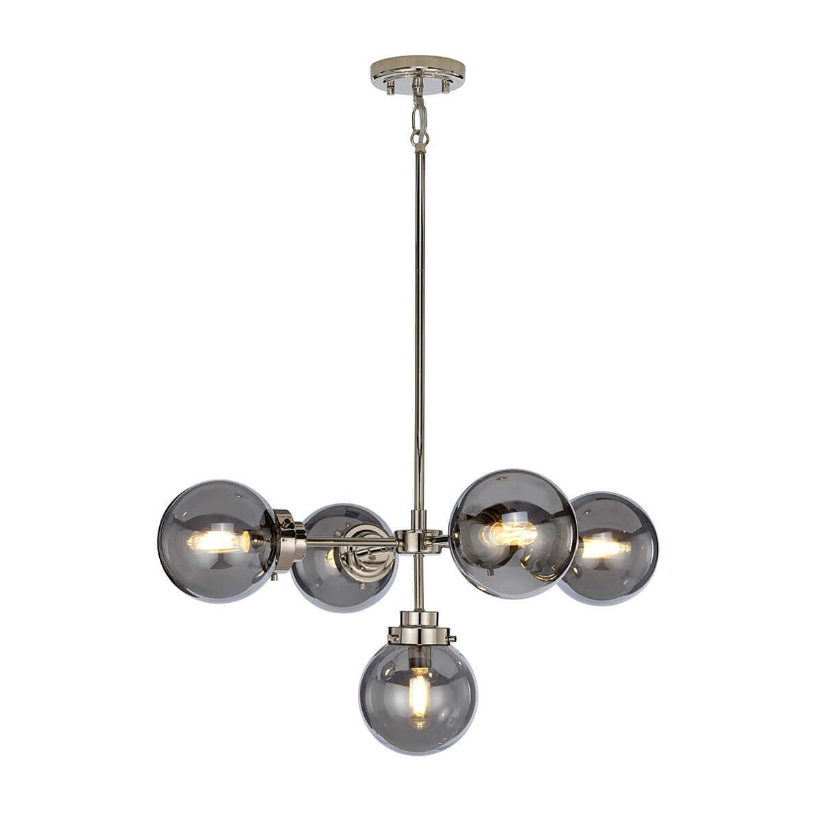 Lustre Kula 5 lumières nickel poli, verre