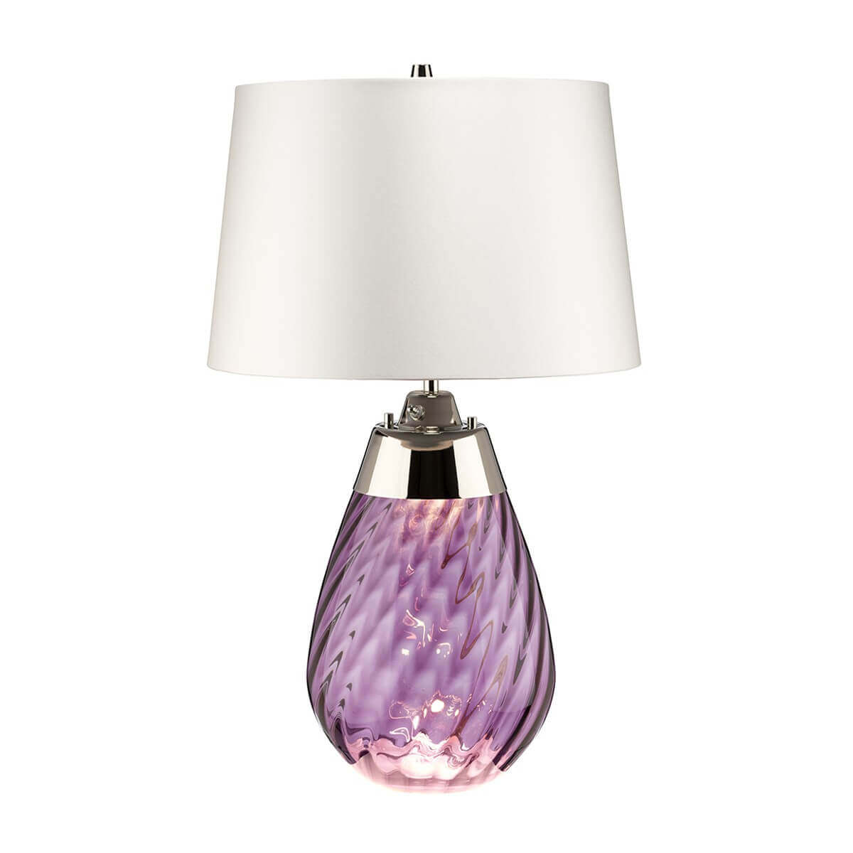 Lampe à poser Lena grise et blanche, verre, H 60,5 cm