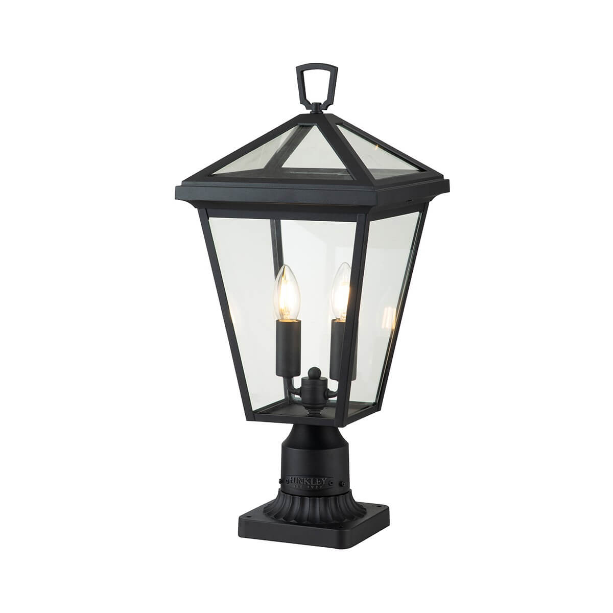 Lampadaire extérieur Alford Place 2 lumières noir et transparent, verre, H 51,4 cm