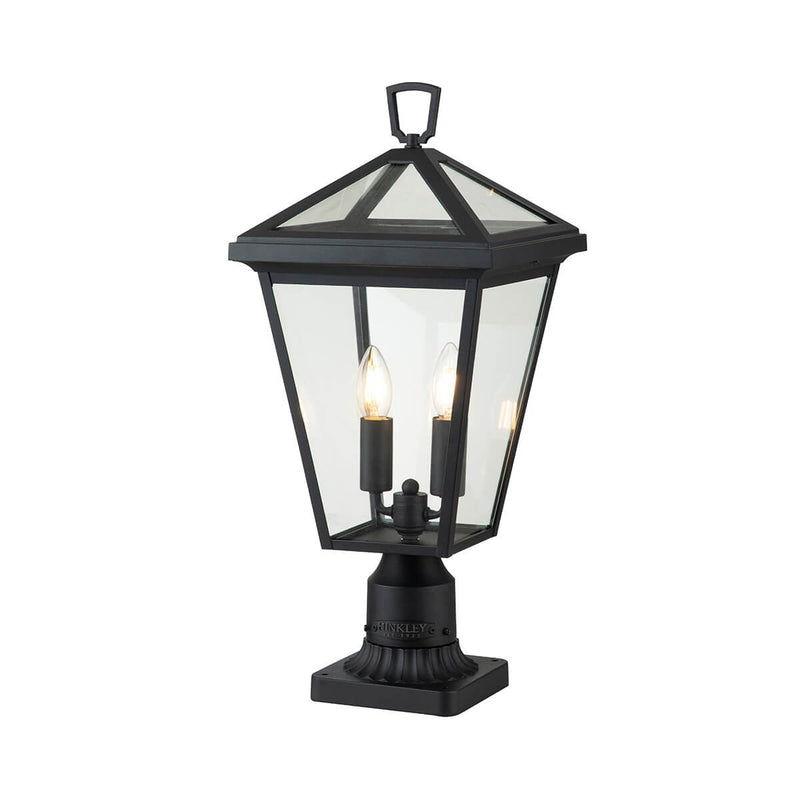 Lampadaire extérieur Alford Place 2 lumières noir et transparent, verre, H 51,4 cm