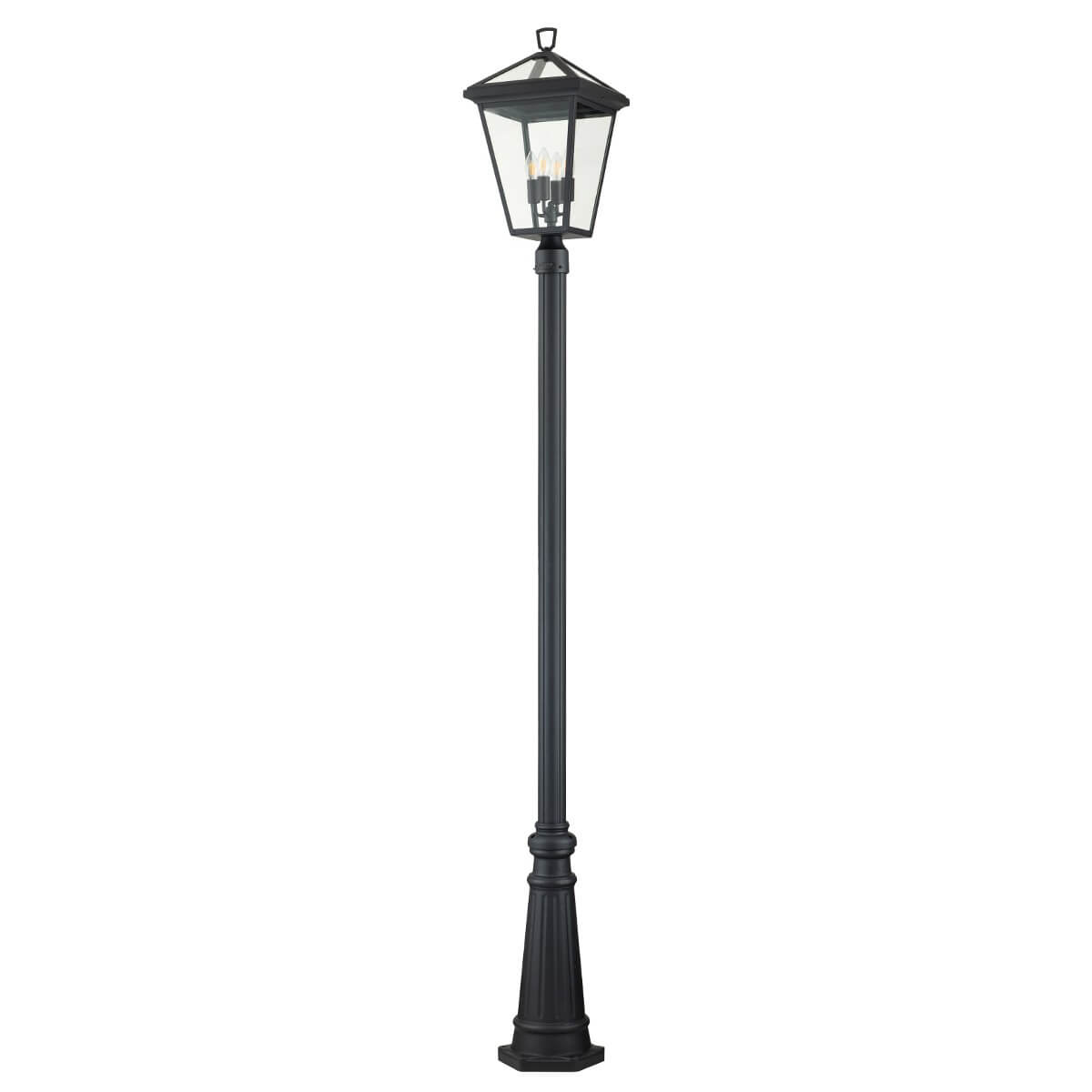 Lampadaire extérieur Alford Place 4 lumières noir et transparent, verre