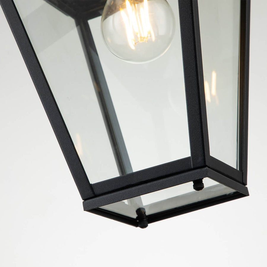 Suspension extérieure Alford Place noire et transparente, verre