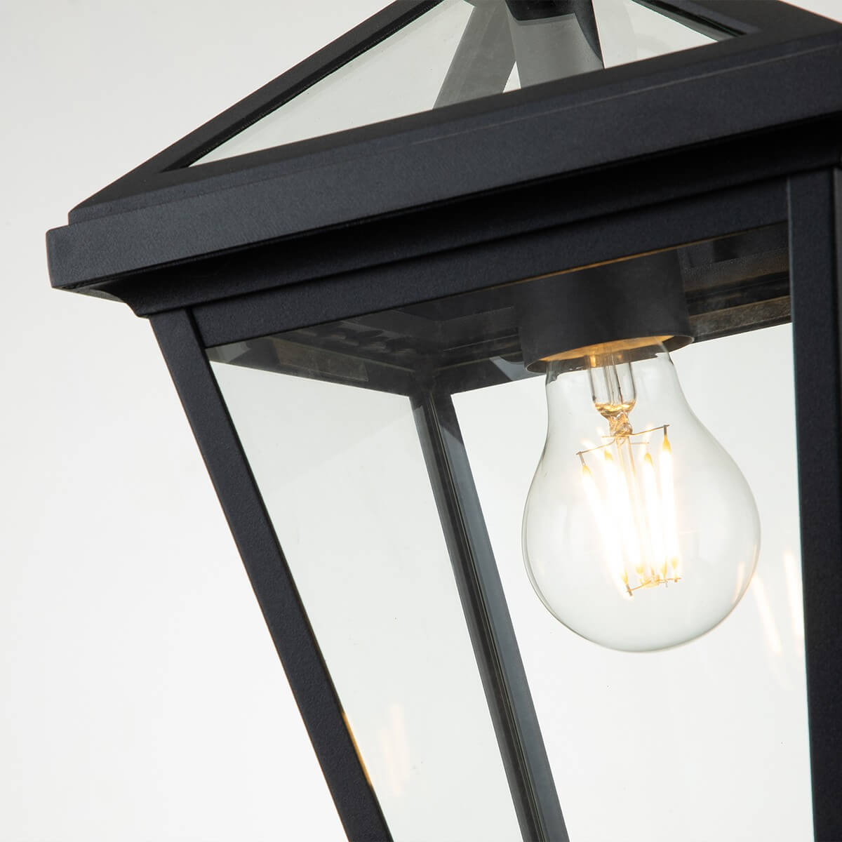 Suspension extérieure Alford Place noire et transparente, verre