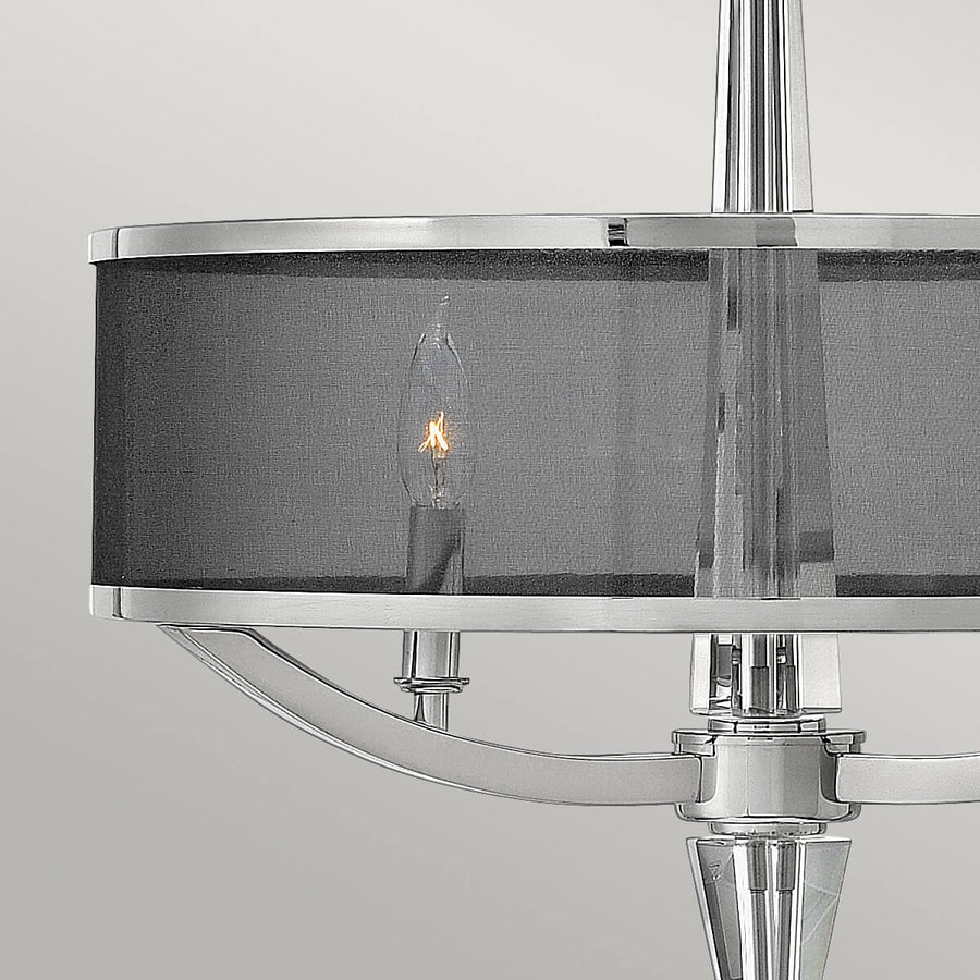 Suspension Ascher 3 lumières nickel poli et noire, cristal