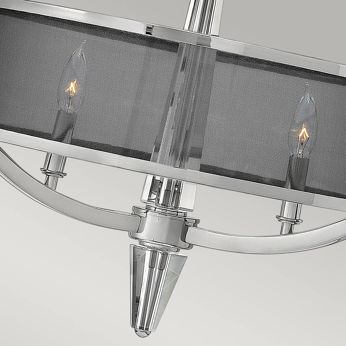 Suspension Ascher 3 lumières nickel poli et noire, cristal
