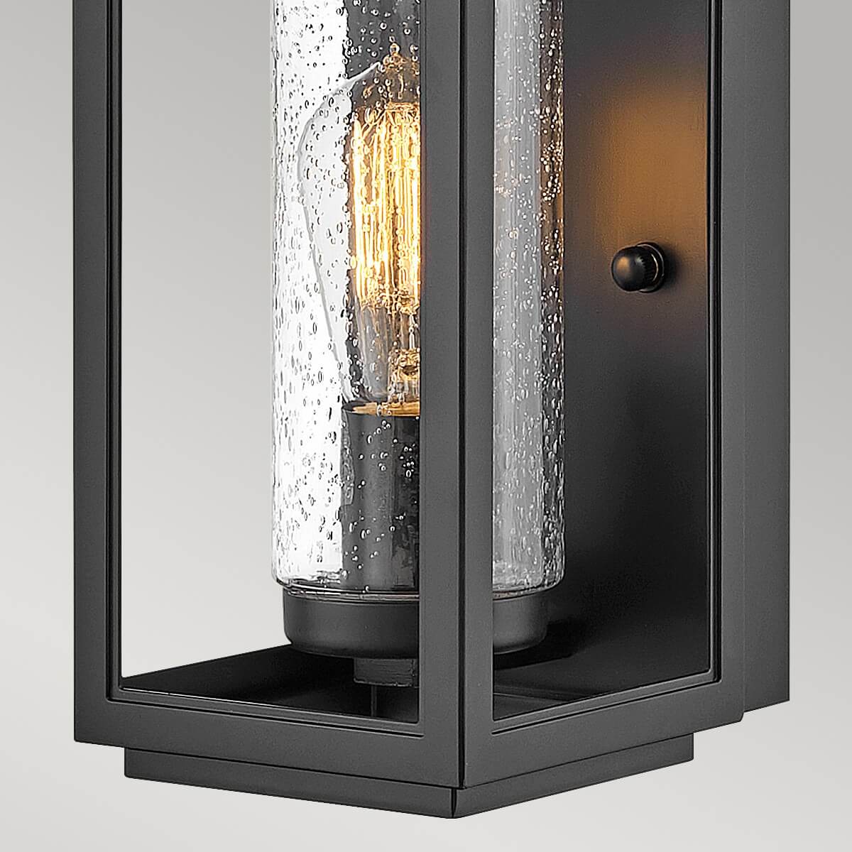 Applique extérieure Atwater noire et transparente, verre, H 35,5 cm