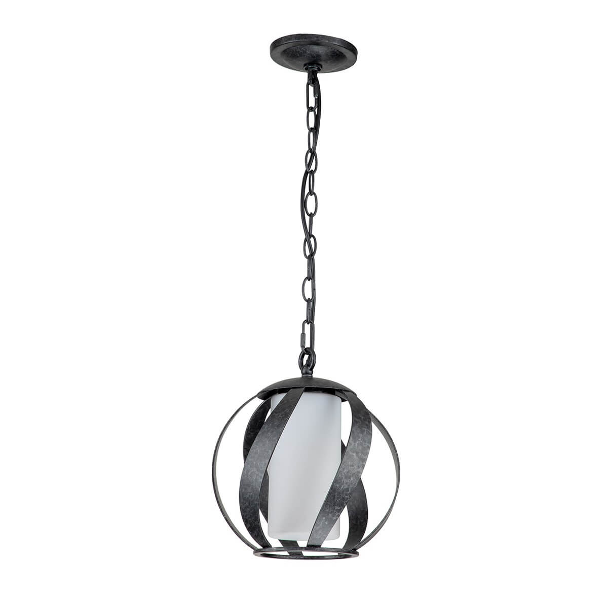 Suspension extérieure Blacksmith noire et opale, verre