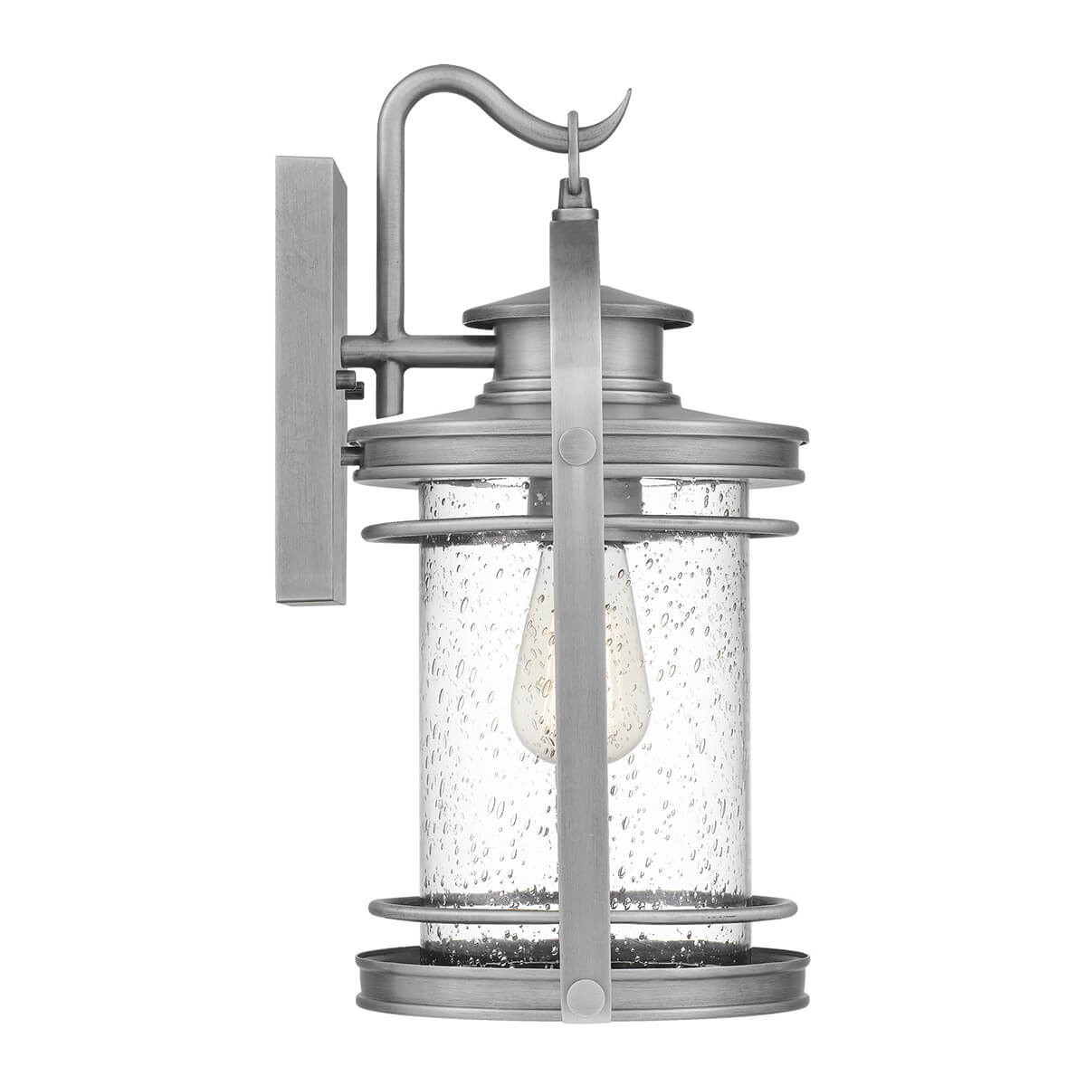 Applique extérieure Booker aluminium et transparente, verre, H 38,2 cm