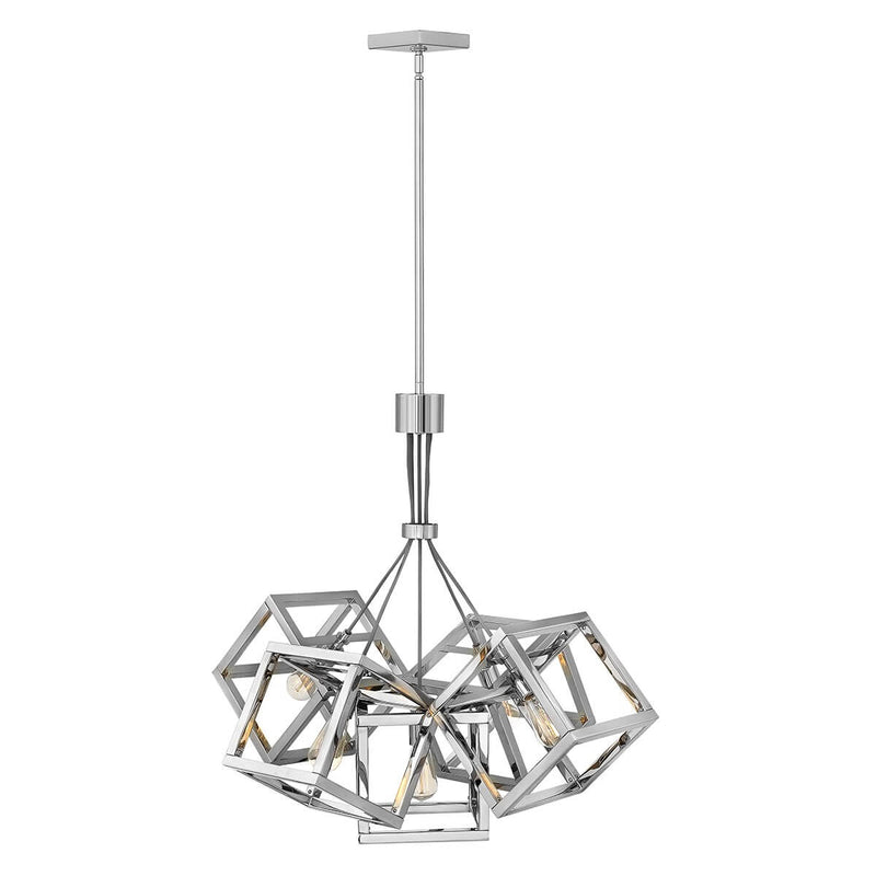 Suspension Ensemble 5 lumières nickel poli
