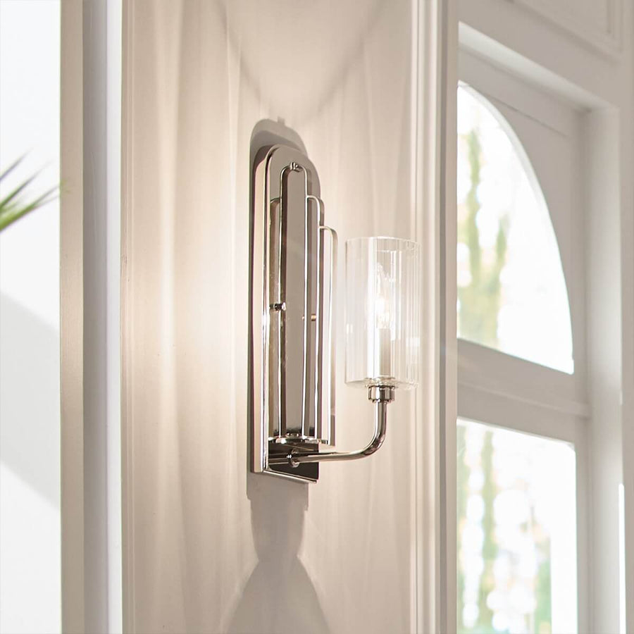 Applique murale Kimrose nickel poli et transparente, verre