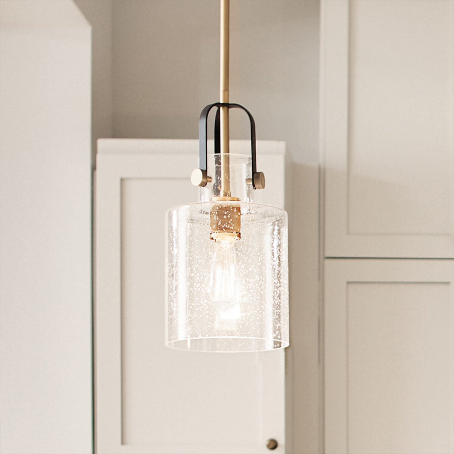 Suspension Kitner bois et laiton, verre