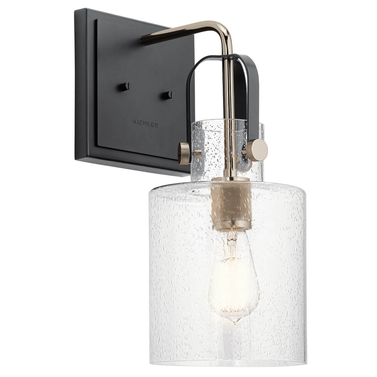 Applique murale Kitner nickel poli et transparente, verre