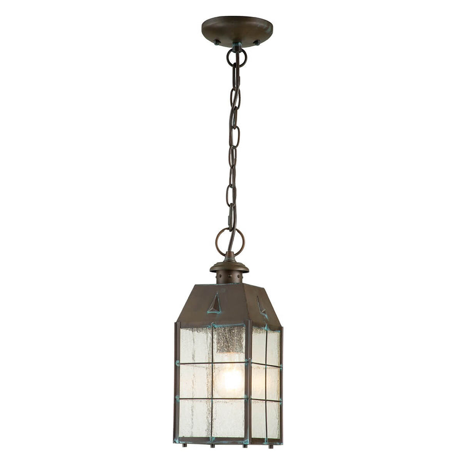 Vue de face de la suspension complète avec chaîne et cabochon de fixation