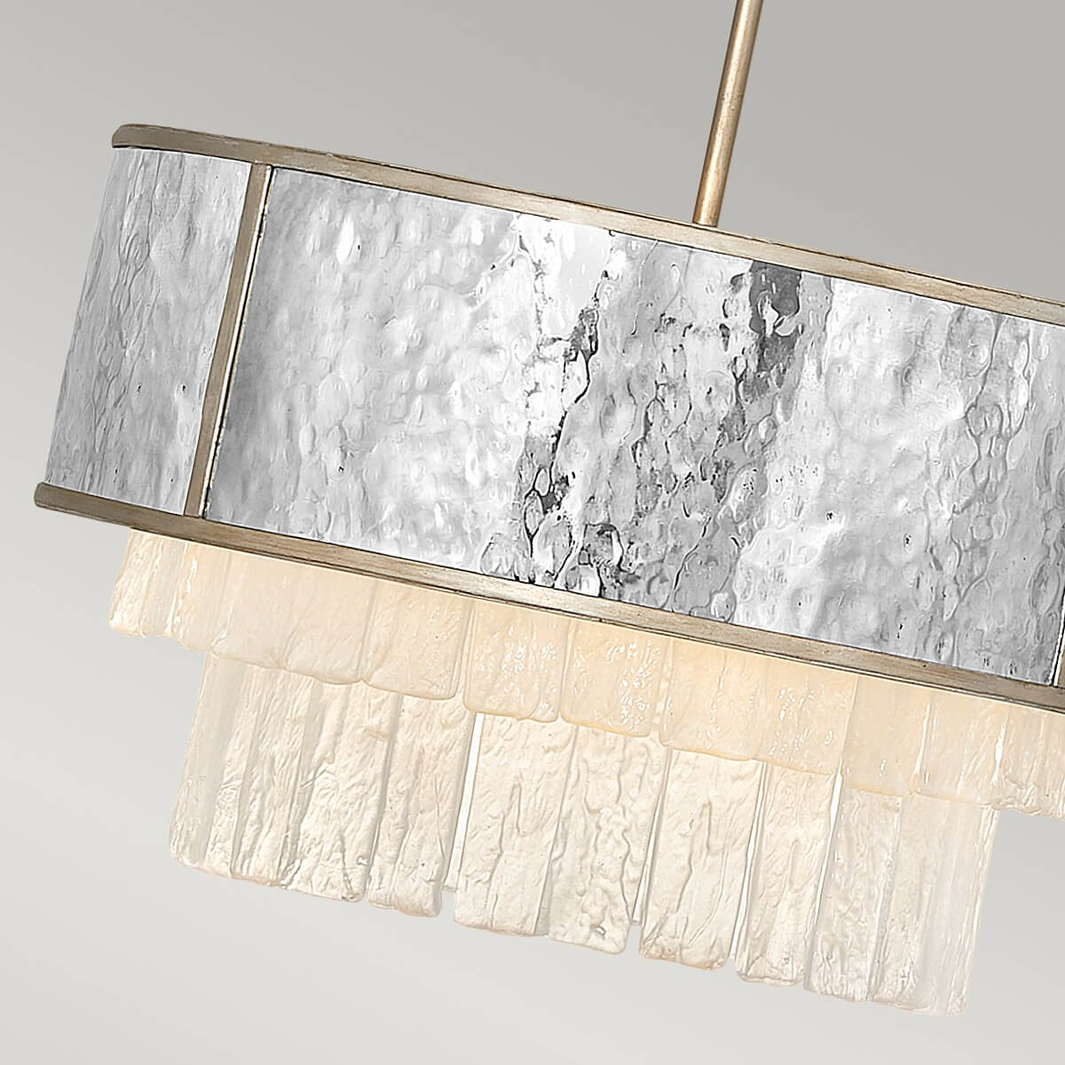 Suspension Reverie 4 lumières dorée et inox, cristal