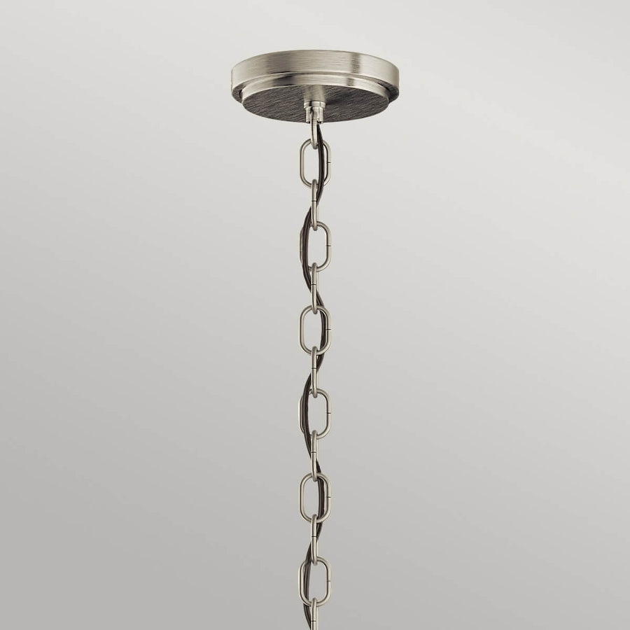 Suspension Roux 3 lumières nickel satiné et transparente, verre