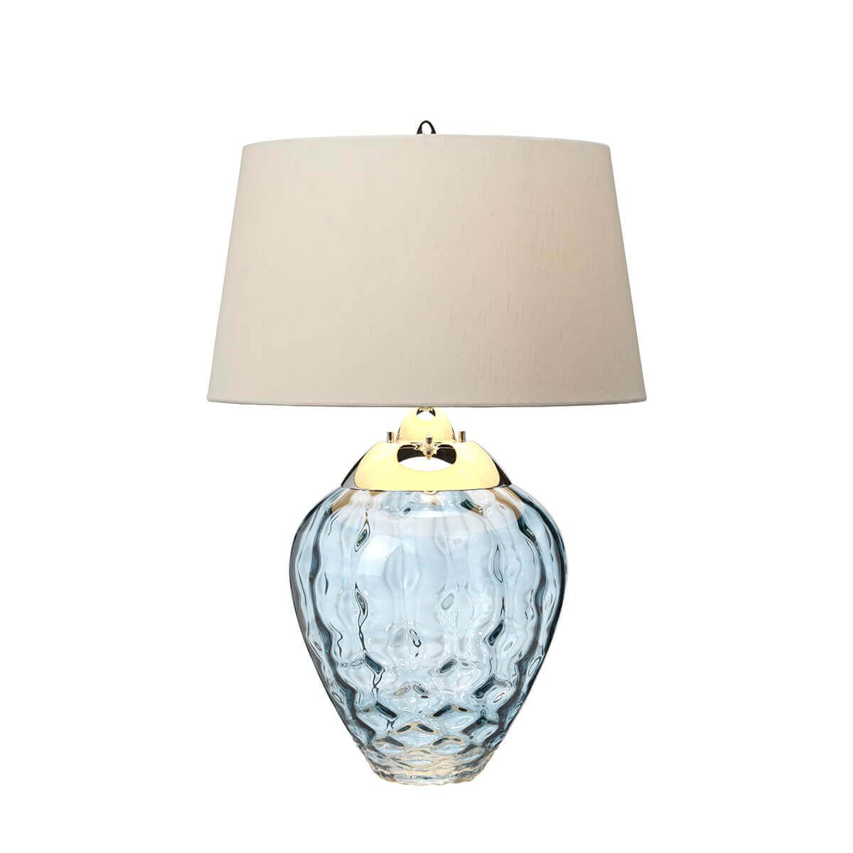 Lampe à poser Samara nickel poli et taupe, verre, H 71,5 cm (QN-SAMARA-TL-BLU)