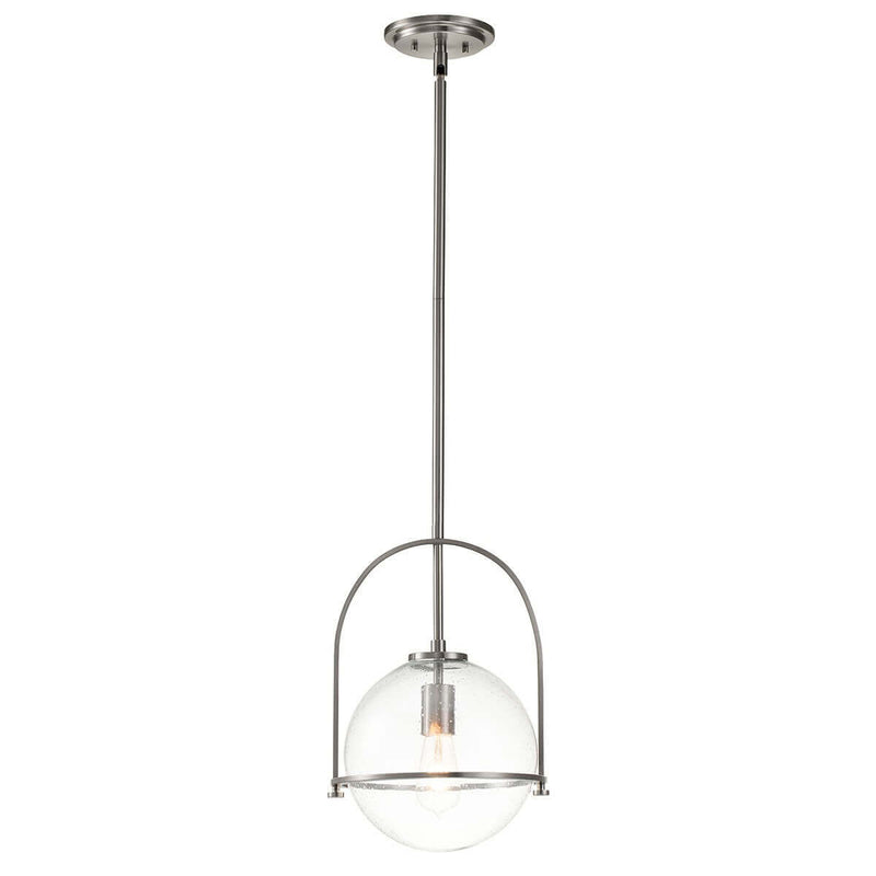 Suspension Klar nickel satiné et transparente, verre