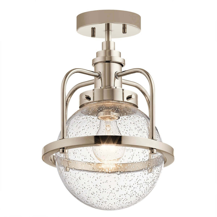 Suspension extérieure Triocent nickel poli et transparente, verre