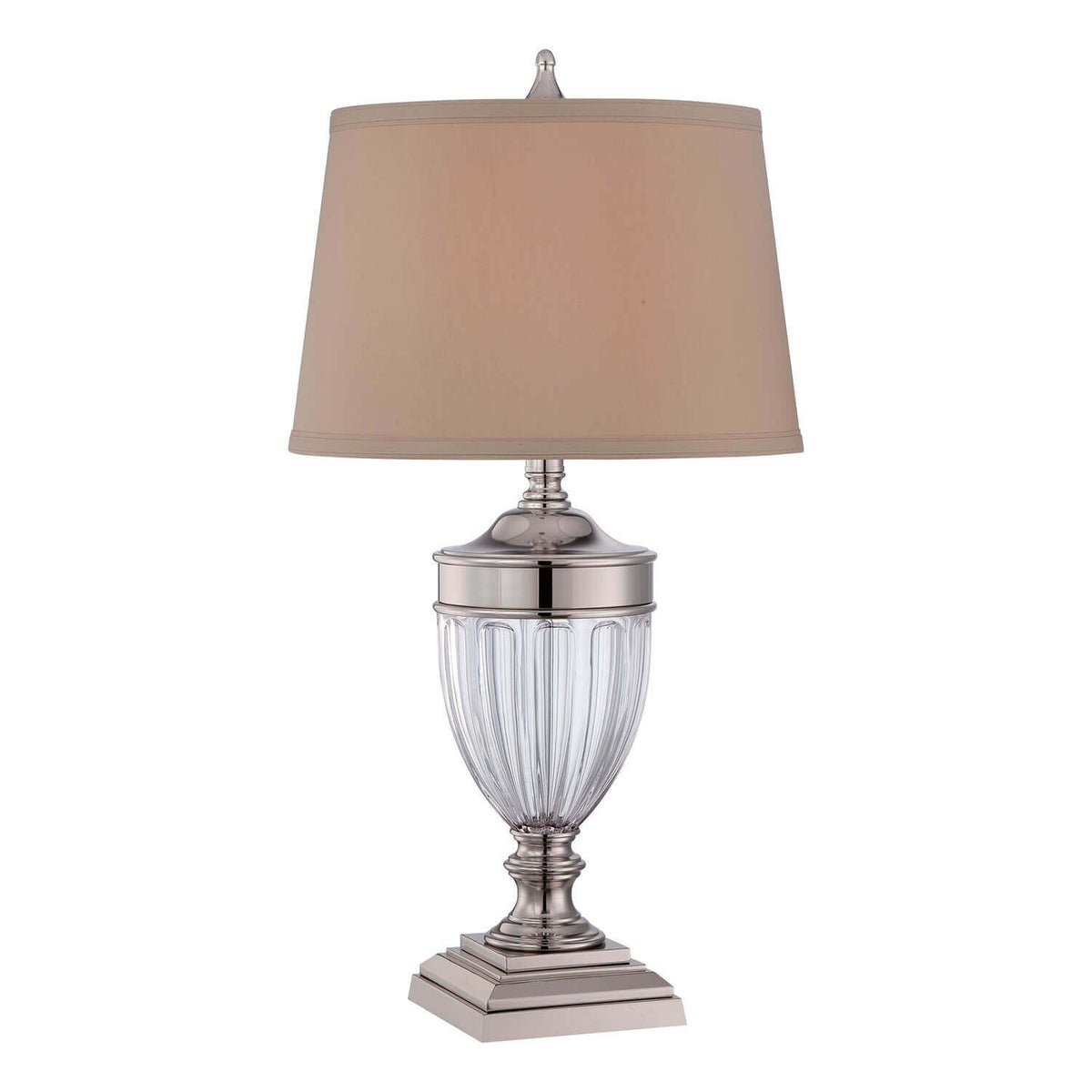 Lampe à poser Dennison nickel poli, verre