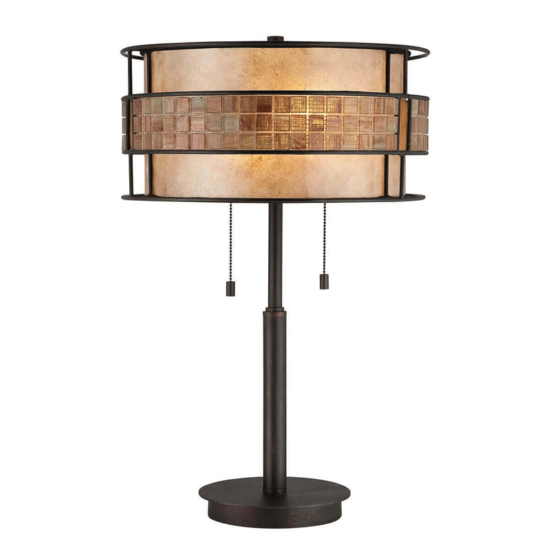 Lampe à poser Laguna 2 lumières cuivrée, verre