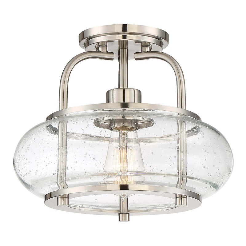 Plafonnier Trilogy nickel satiné, verre