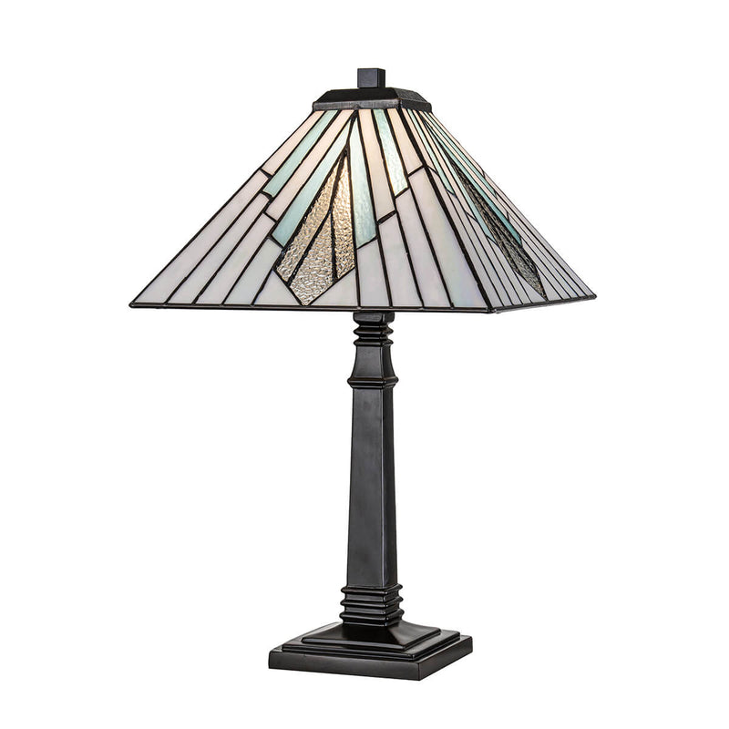 Lampe à poser Alderley bronze, verre, H 50,4 cm