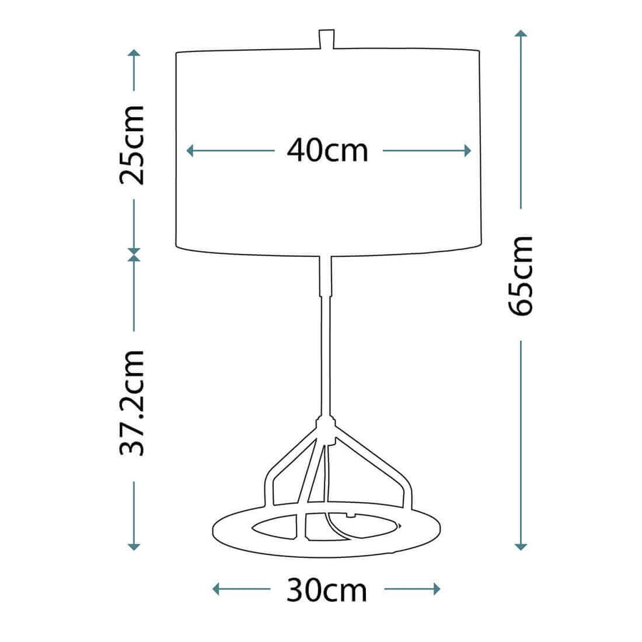 Schéma coté du luminaire : hauteur totale 65 cm et abat-jour de 40 cm de diamètre