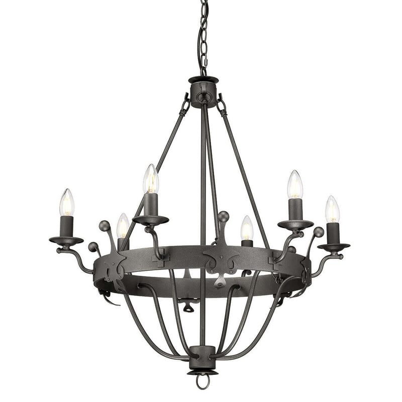 Lustre Windsor 6 lumières anthracite