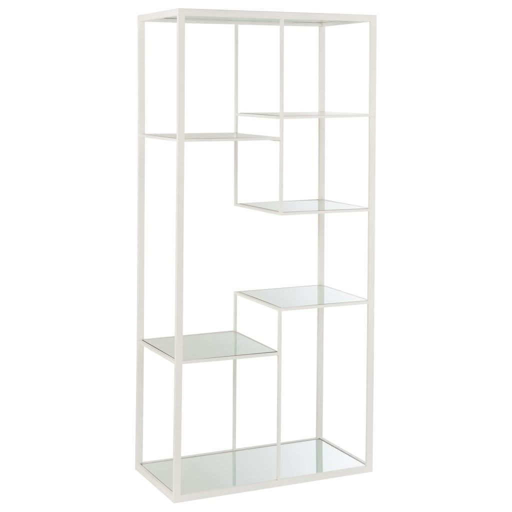 Étagère Métal Verre Blanche 5 Rayons - Designix