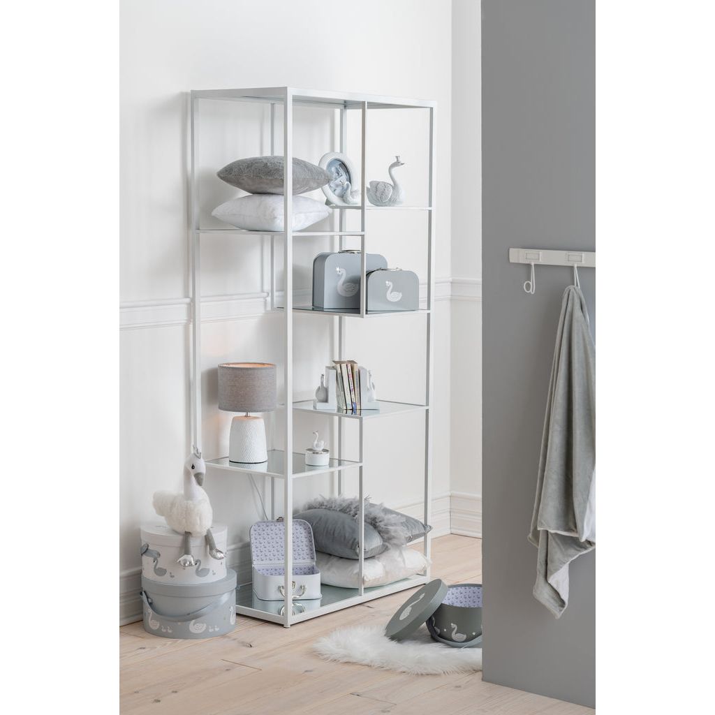 Étagère Métal Verre Blanche 5 Rayons - Designix