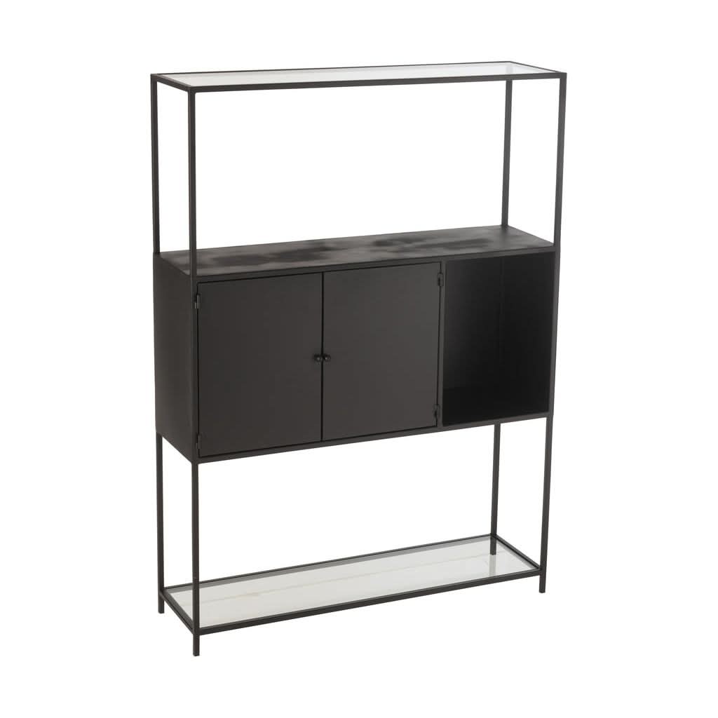 Étagère Métal Verre Noir Design - Designix