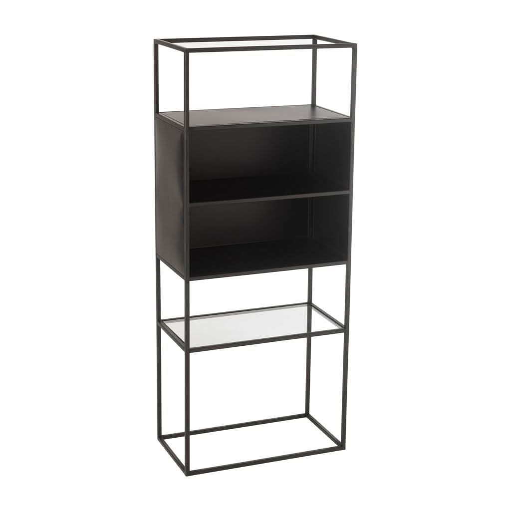 Étagère Métal Verre Noir Moderne - Designix