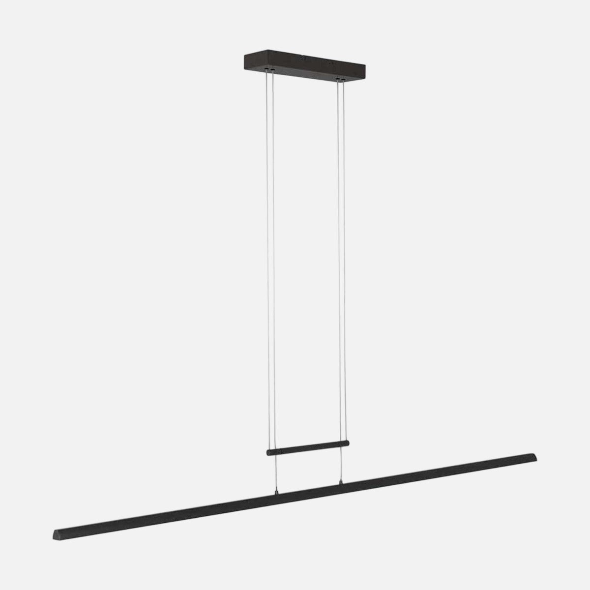 Suspension tube noir Profilo, barre LED de 150 cm sur fond gris
