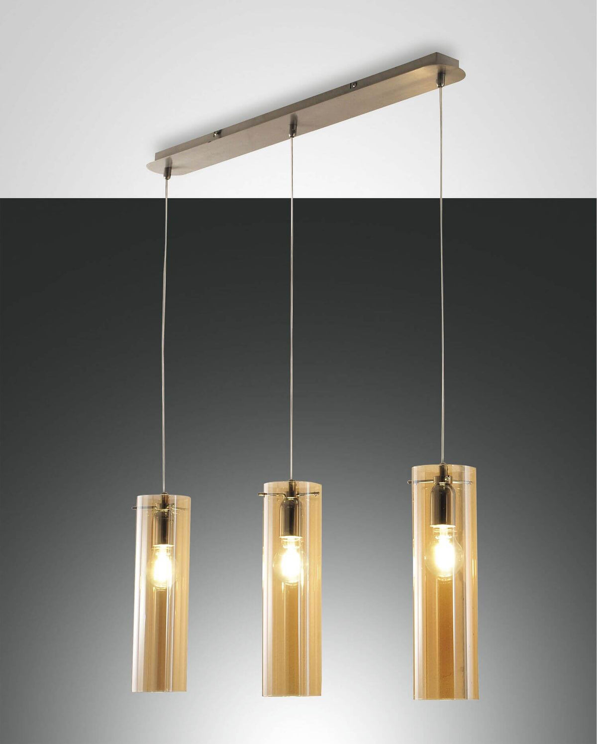 Suspension Sintesi 3 lumières ambrée