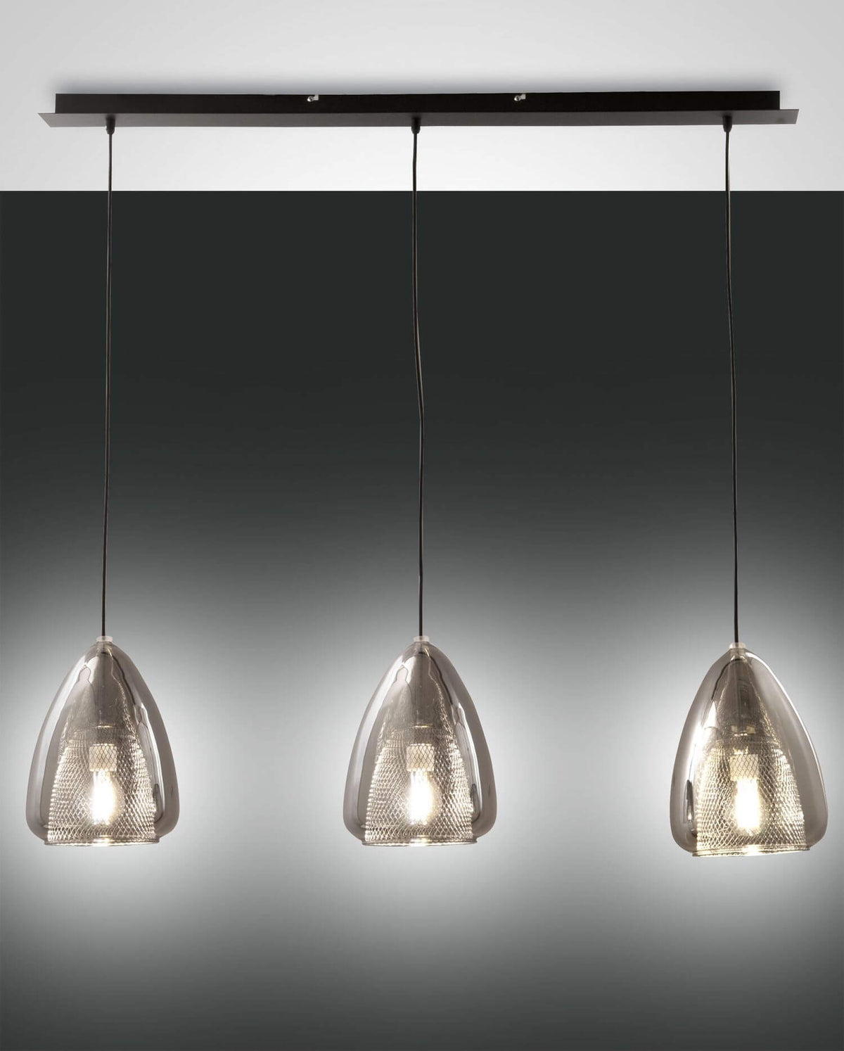 Suspension Britton 3 lumières grise
