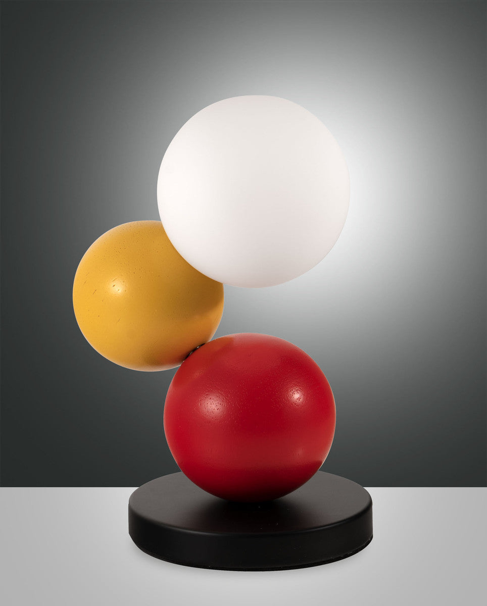 Lampe à poser Micky jaune et rouge, verre